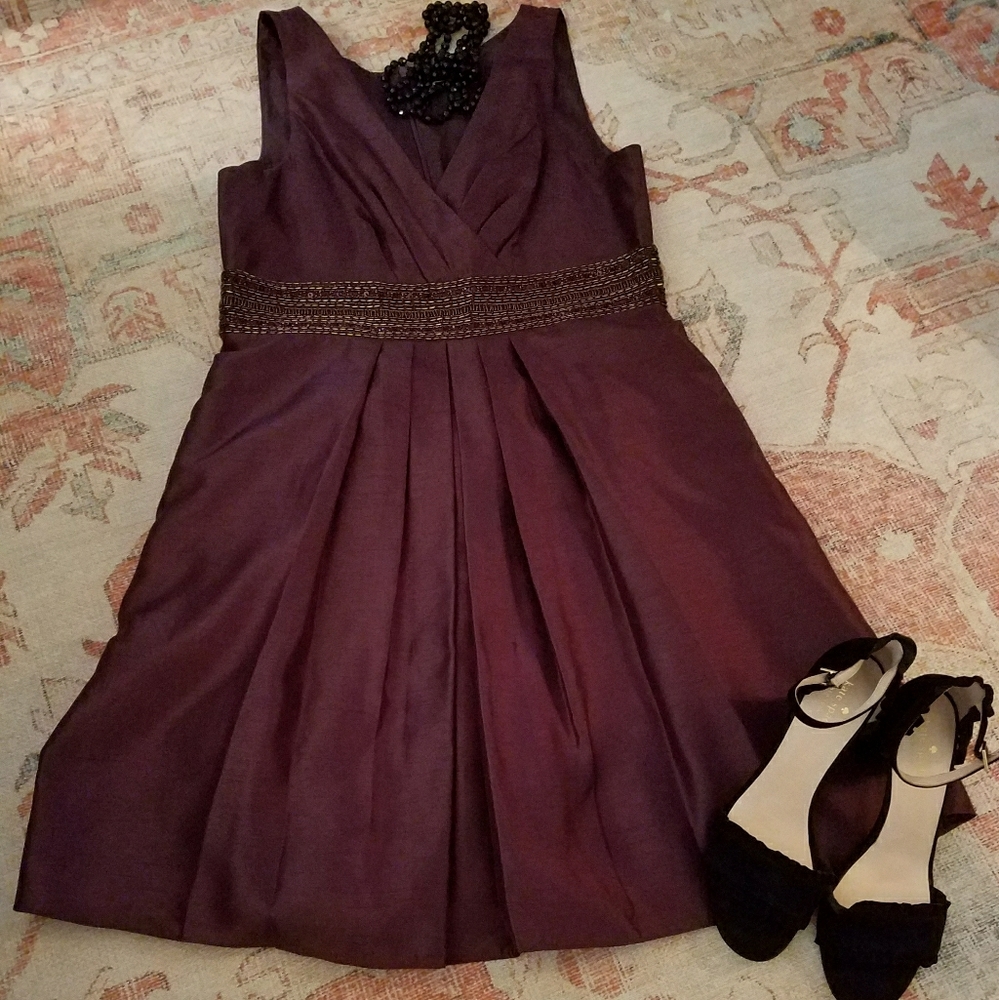 Size 16 beaded waist shantung cocktail dress